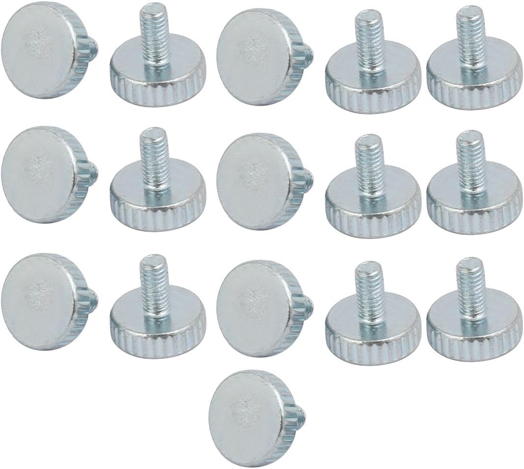 M3x6mm Thread Zinc Plated Knurled Round Head Thumb Screws Silver Blue 16pcs