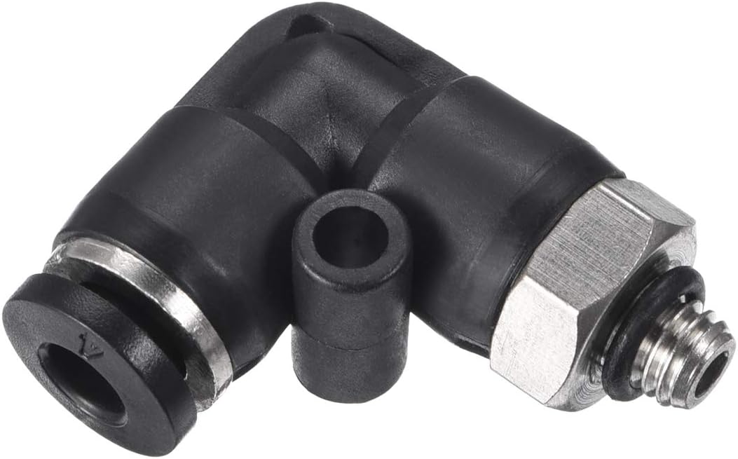 Push to Connect Tube Fitting Male Elbow 4mm Tube OD x M5 Thread Pneumatic Air Push Fit Lock Fitting 4pcs