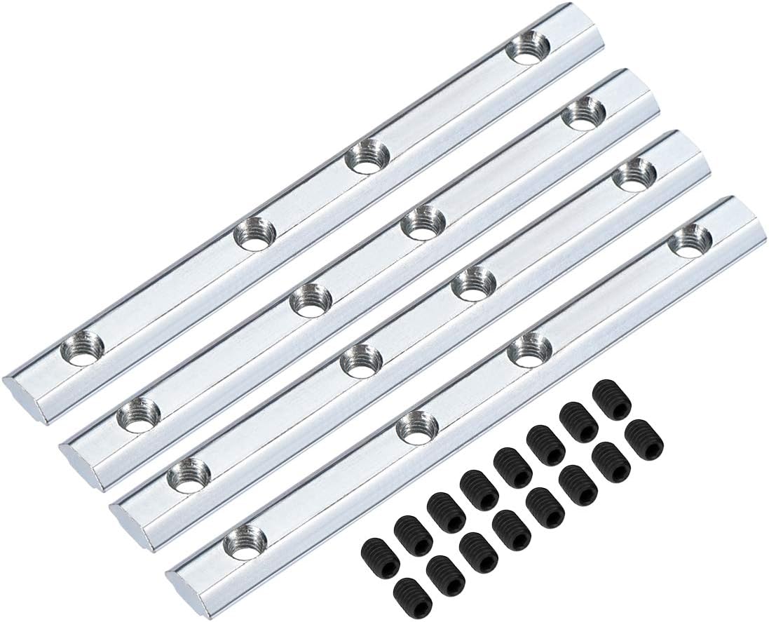Straight Line Connector, 3.9 Inch Joint Bracket with Screws for 2020 Series Aluminum Extrusion Profile with 6mm T Slot, 4 Pcs