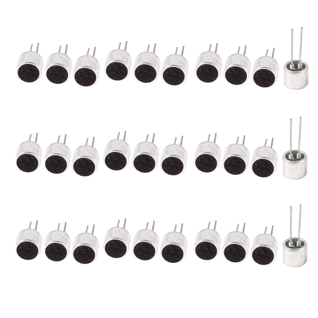 30Pcs 6050 Electret Microphone Pickup 6mm x 5mm Cylindrical Electret Condenser Mic Inserts with Pins for PCB