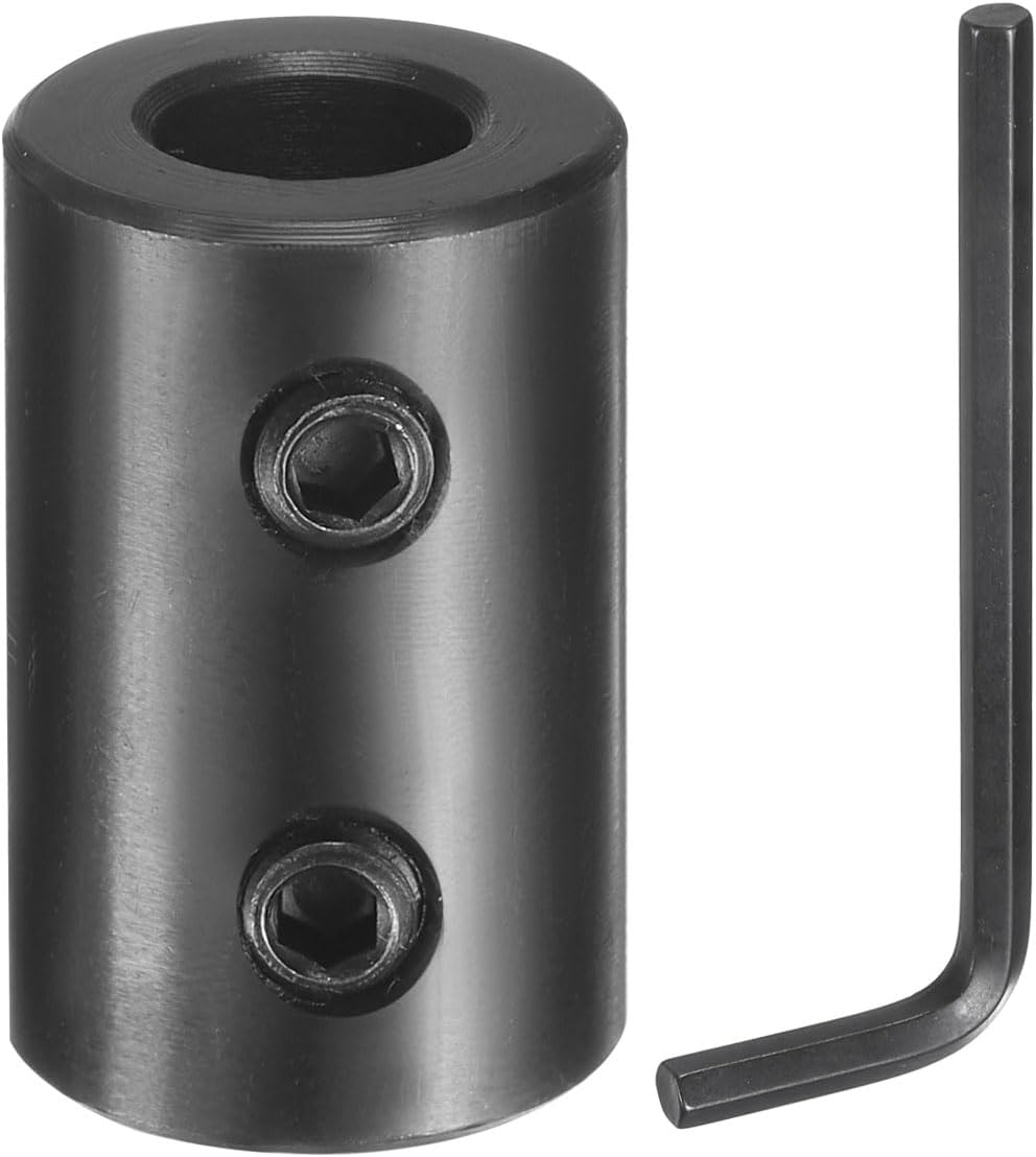 Shaft Coupling, 5/16" Bore 5/8" OD 1" Length Black Oxide Plated Steel Rigid Coupling with Hex Wrench for 3D Printers Motor Wheel (2 Screws Each Piece)