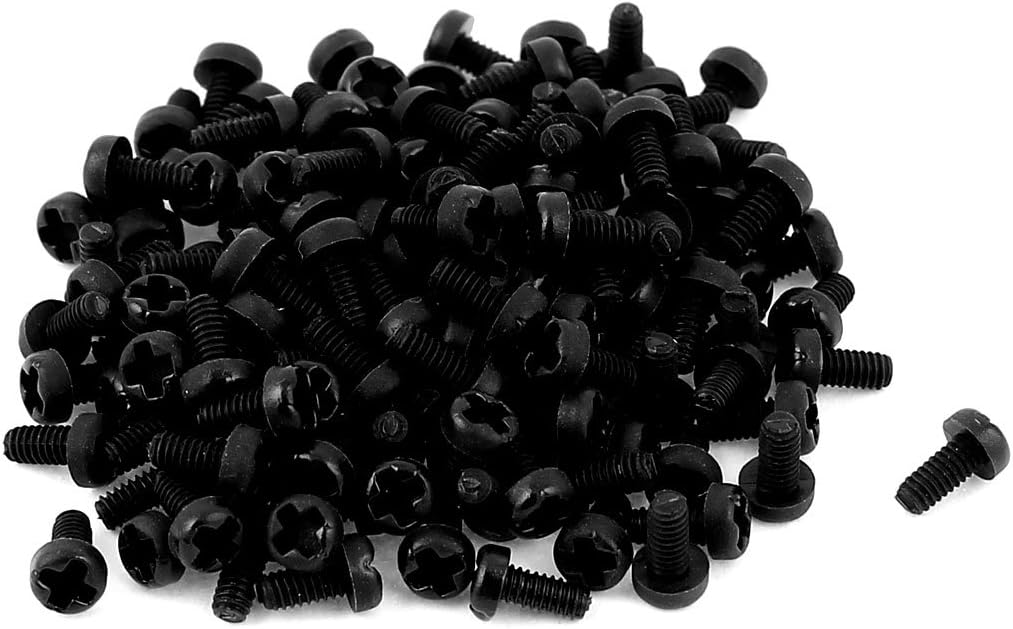 M2 x 4mm Pan Head Plastic Phillips Machine Screws Black 100 PCS