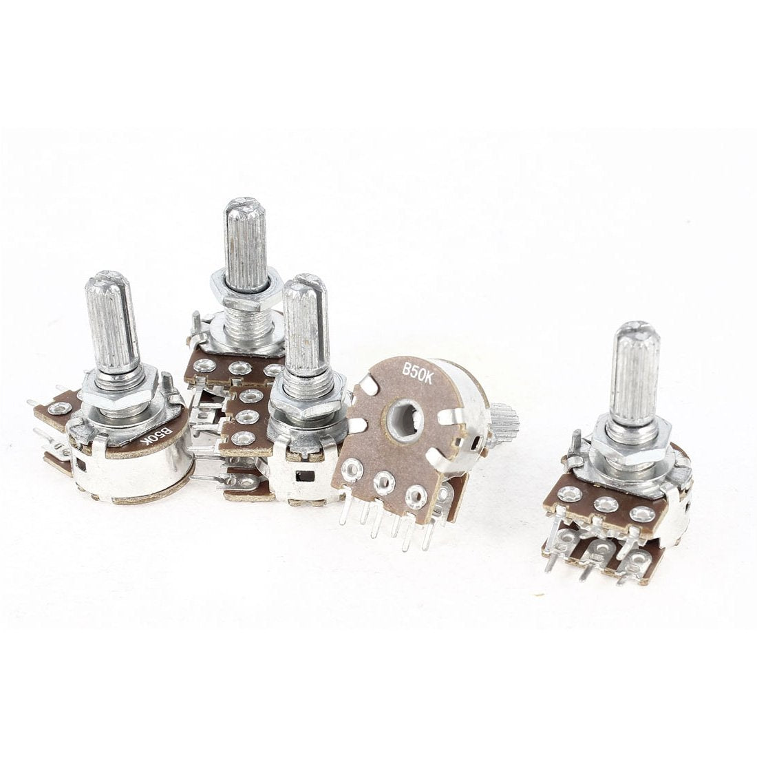 5 Pieces 50K Ohm 6 Terminals Dual Linear Rotary Taper Potentiometers