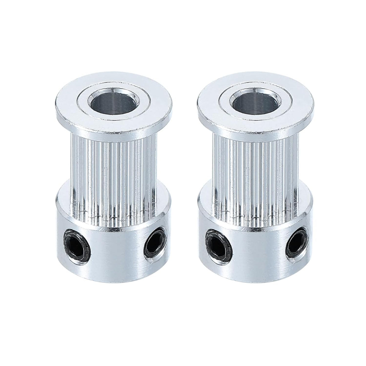 2 Pcs Aluminum 16 Teeth 5mm Bore 10mm Width Timing Belt Pulley Wheel Idler Pulley Synchronous Wheels Gear Part for 3D Printer, Silver
