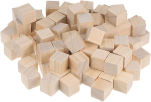 Wood Blocks for Crafts, 100pcs 3/4 Inch Unfinished Wooden Cube Pine Wood Square Block for DIY Craft Projects