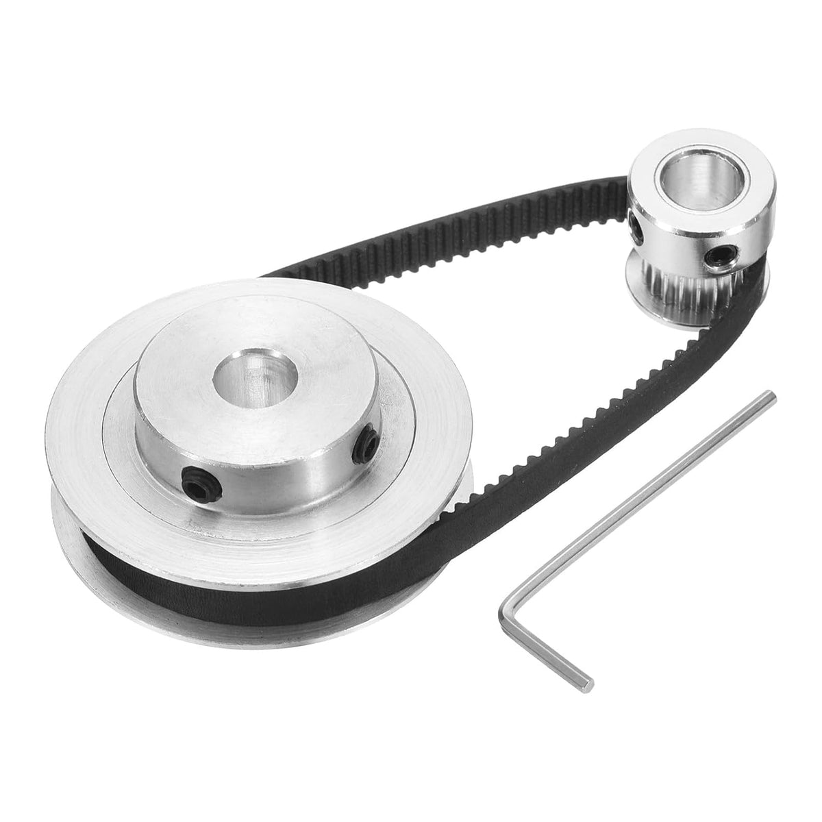 GT-2 Synchronous Wheel 20&60 Teeth 8mm Bore, Aluminum Alloy Timing Pulley Wheel with 1Pcs Length 200mm, Width 6mm Belt for 3D Printer, CNC Machine (20-60T-8B-6)