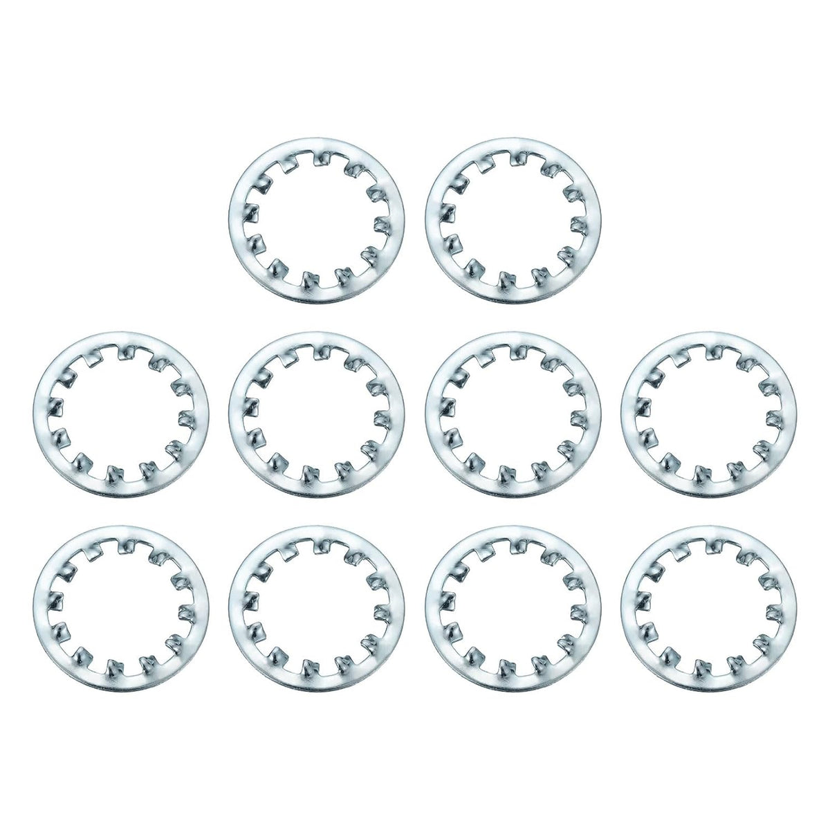 10Pcs 3/4 Internal Tooth Lock Washer, Zinc-Plated Carbon Steel Multi-Tooth Star Washer Locking Fastener, Silver Tone