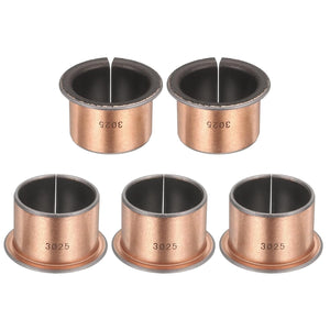 5Pcs Flanged Sleeve Bearings, 30mm Bore x 34mm OD x 25mm Length x 42mm, Sintered Bronze Wrapped Oilless Bushings