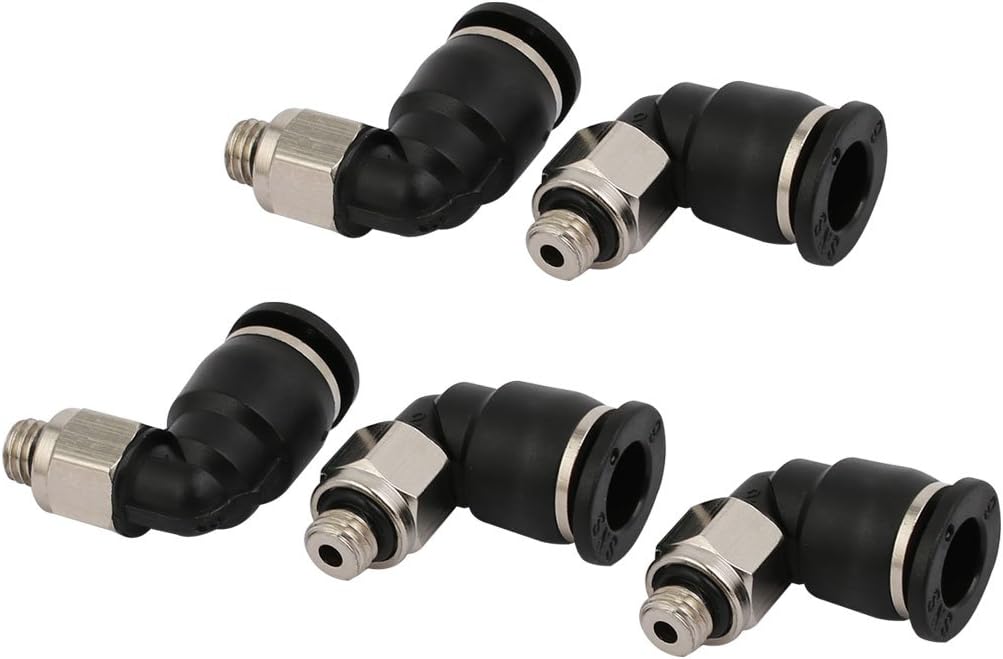5mm 90 Degree Elbow Quick Couplers Push In Fittings 5pcs for 6mm Dia Pipe