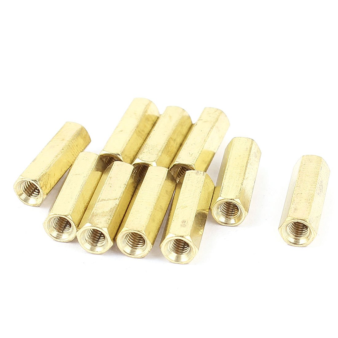 M3 x 15mm Female/Female Thread Brass Hex Standoff Spacer 10pcs