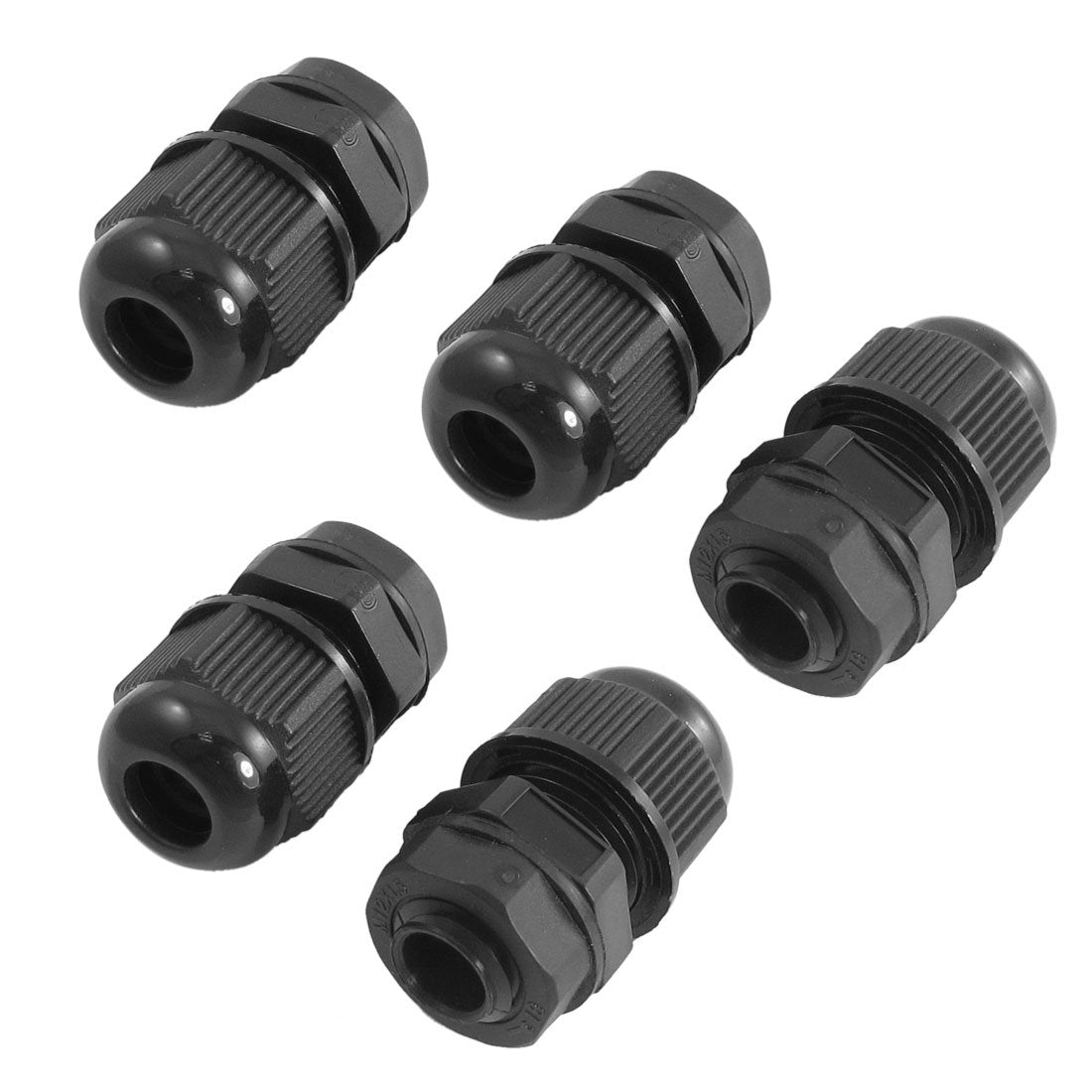 5 Pcs Black Plastic Waterproof M12 x 1.5 3.0-6.5mm Diameter Cable Gland