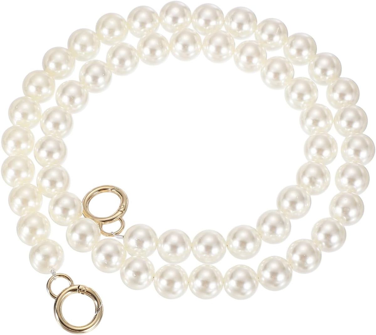 Imitation Pearl Purse Strap, 39" Pearl Crossbody Chain Strap with Spring Buckle Handbag Purse Chain Replacement Beaded Strap for DIY Handbag Hang Bag Accessories, 18mm Gold