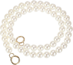 Imitation Pearl Purse Strap, 39" Pearl Crossbody Chain Strap with Spring Buckle Handbag Purse Chain Replacement Beaded Strap for DIY Handbag Hang Bag Accessories, 18mm Gold