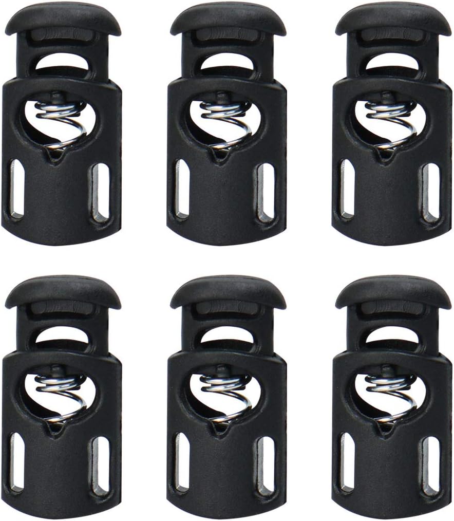 LinkMejor Plastic Cord Locks Stoppers End Spring Stop Single Hole Toggle Fastener Stoppers Rope for Camping Hiking