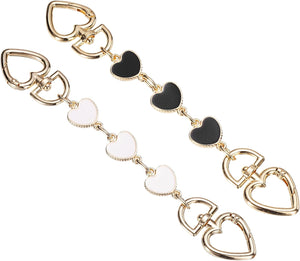 2Pcs Purse Strap Extender, 6.7" Metal Bag Replacement Strap, Chain Extension for Women Handbags Purse Wallet Making, Bag Charm, White/Black Heart