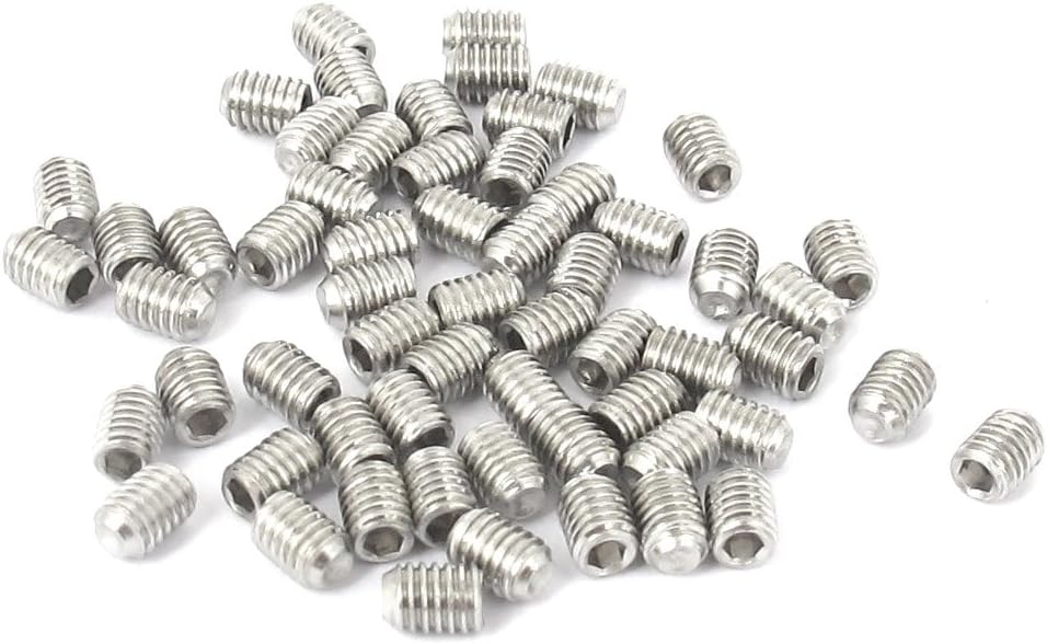 M3x4mm Metric 304 Stainless Steel Hex Socket Set Cap Point Grub Screws Silver Tone for Towel Rack Door Knob 50pcs