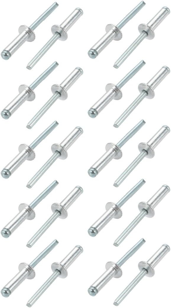 20 Pcs 6mm x 20mm Aluminum/Steel Open End Blind Rivets