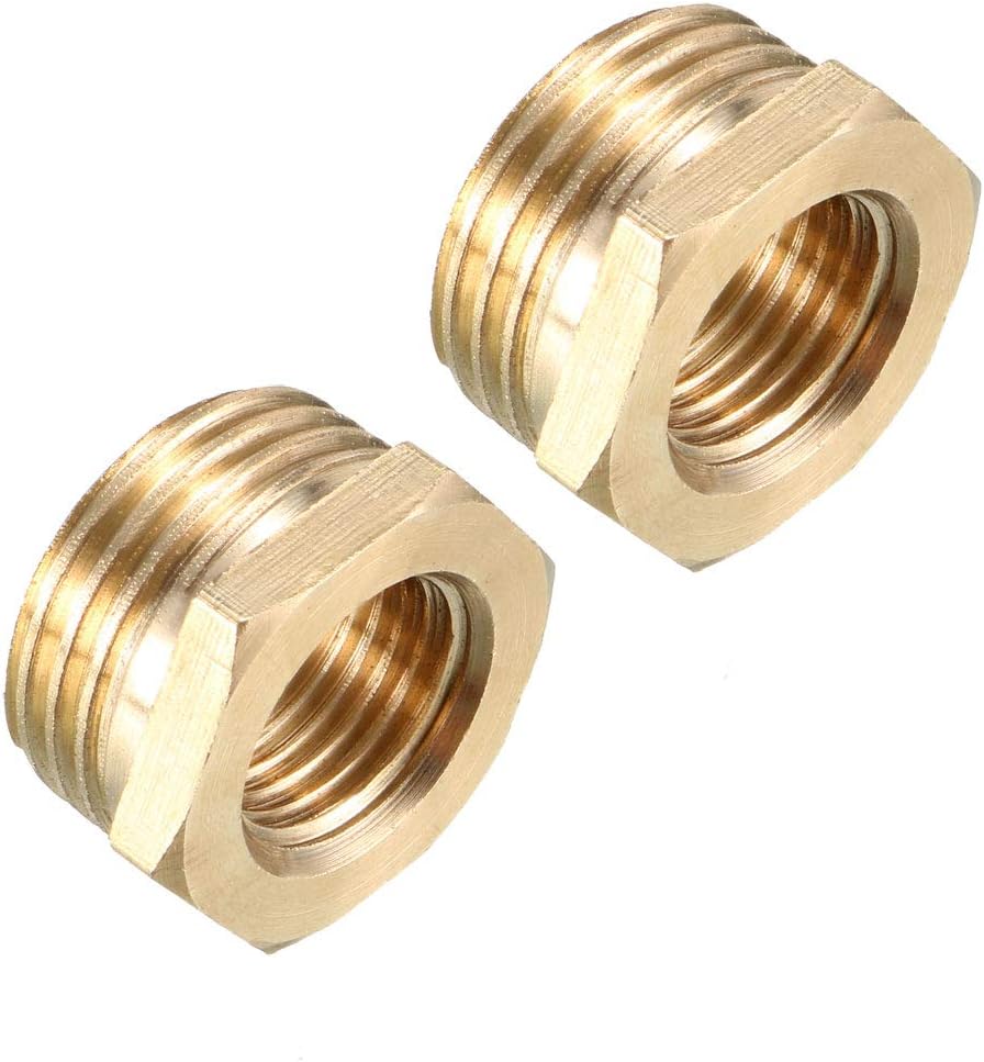 Brass Threaded Pipe Fitting 1/2 PT Male x 1/4 PT Female Hex Bushing Adapter 2pcs
