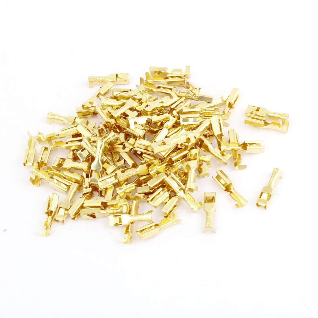 a14010700ux0184 Gold Tone 3mm Wide Female Spade Crimp Terminal Connectors (Pack of 100)