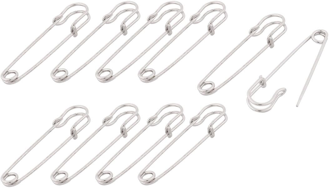 LinkMejor Stainless Steel Sewing Quilting Craft Fastening Safety Pins 5cm Length 10pcs Silver Tone