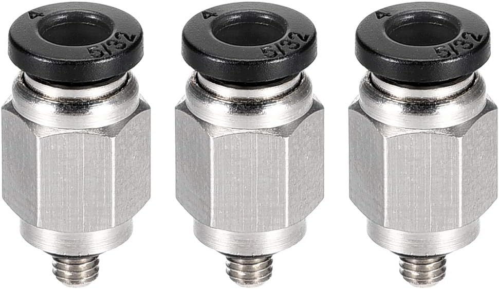 Straight Pneumatic Push To Quick Connect Fittings M3 Male x 4mm Tube OD Silver Tone 3pcs