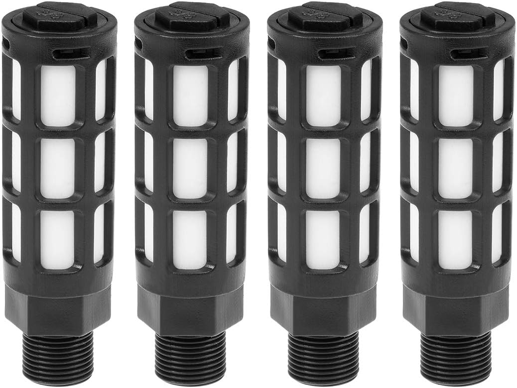 Plastic Pneumatic Muffler Exhaust Air Line Silencer 3/8 PT Black, 4pcs
