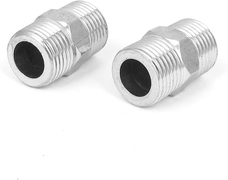1/2BSP Male to Male Threaded Hex Nipple Pipe Fitting Coupling 2pcs
