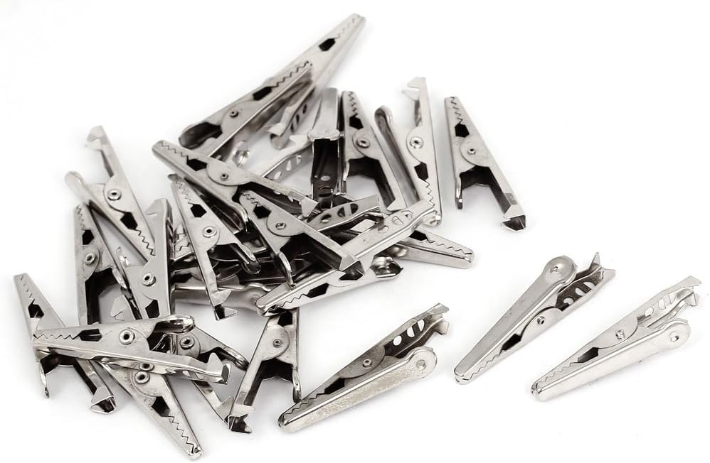 Metal Alligator Crocodile Clip Clamps Testing Probe 26pcs Silver Tone