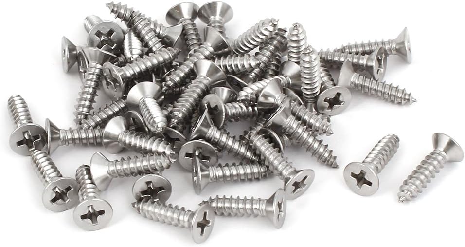 M3.9x16mm 316 Stainless Steel Flat Head Phillips Self Tapping Screws Bolts 50pcs