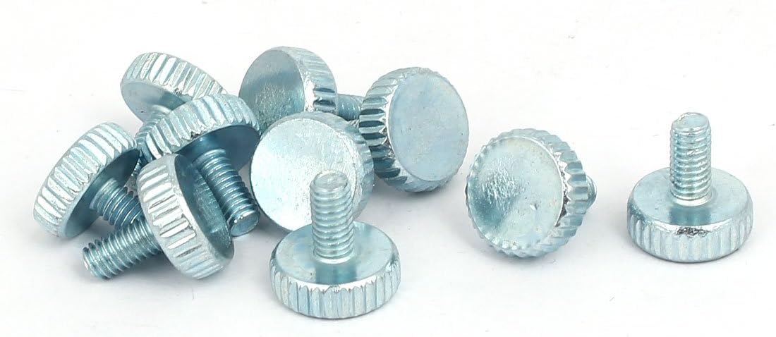 M4x8mm Knurled Head Flat Point Fully Threaded Thumb Screws Fastener 10pcs