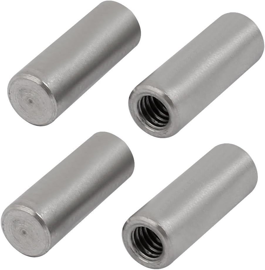 304 Stainless Steel M4 Female Thread 6mm x 16mm Cylindrical Dowel Pin 4pcs