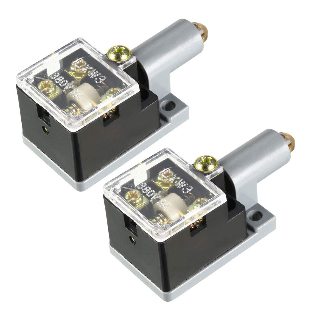 2PCS LXW3-N 1NO 1NC Spring Plunger Roller Micro Limit Switches Black