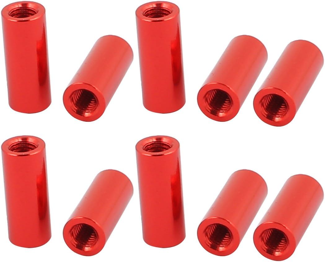 10 Pcs M3 x 12mm Round Aluminum Column Alloy Standoff Spacer Stud Fastener for Quadcopter Red