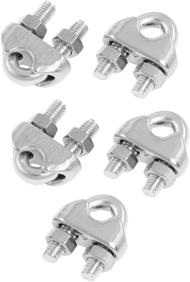 304 Stainless Steel Wire Clip, 5/32-Inch 4mm, Silver Tone, 5-Piece