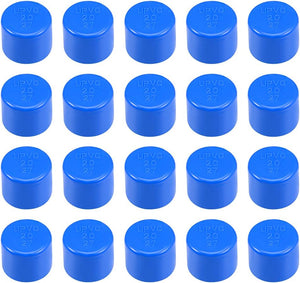 20mm Schedule 20 PVC Pipe Cap Fitting, Slip End Caps DWV(Drain Waste Vent) Irrigation Swimming Pool Sound Deadening, Blue 20Pcs