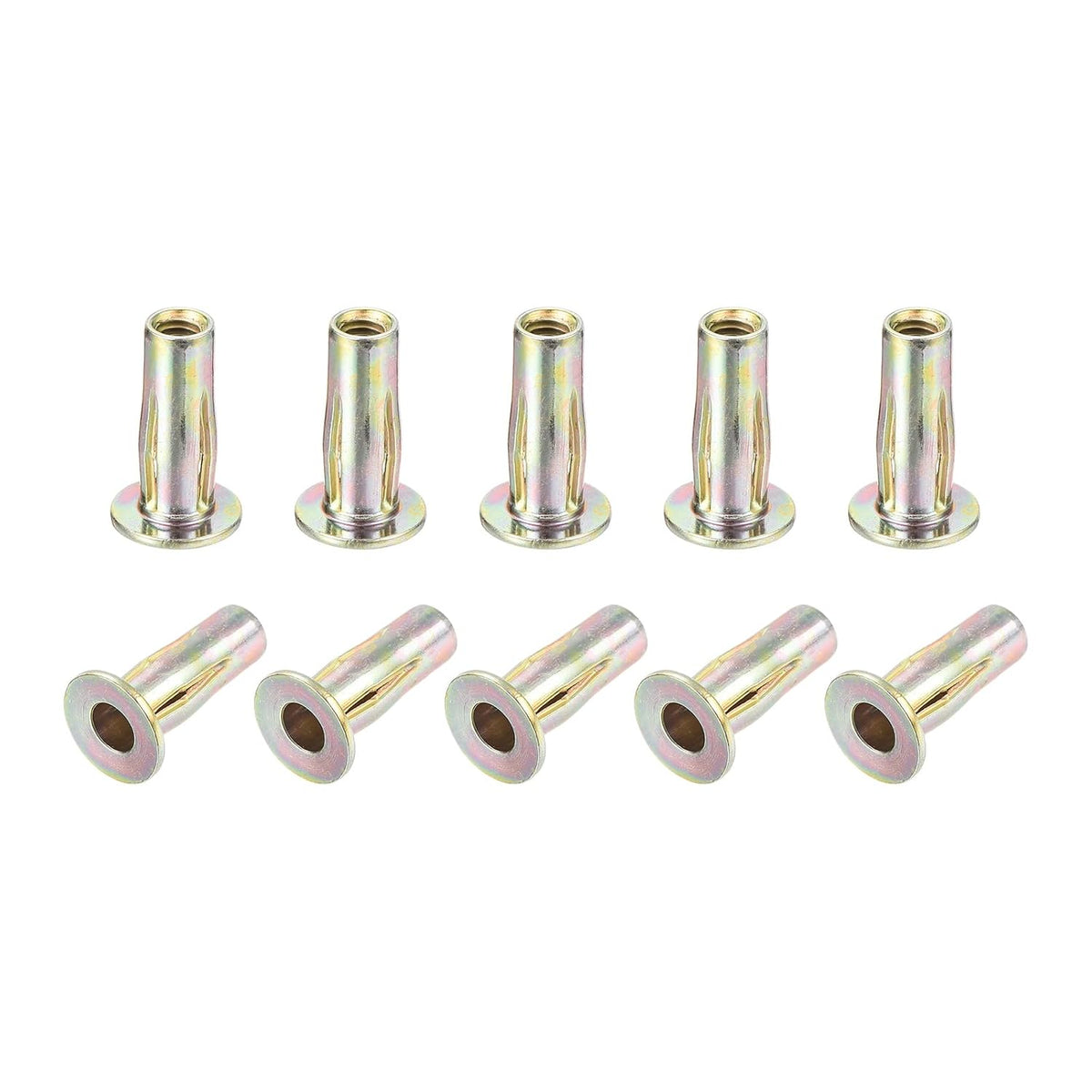 10Pcs Multi-Grip Rivet Nut, M4 Flat Head Carbon Steel Pre-Bulbed Shank Threaded Insert Nut with Zinc Plated Finish