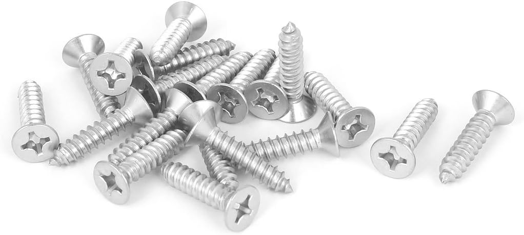 M5.5x25mm 316 Stainless Steel Flat Head Phillips Self Tapping Screws Bolts 20pcs