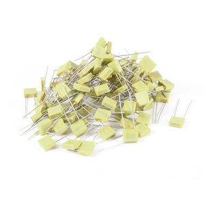 100 Pcs 100V 0.01uF 10NF Radial Lead Film Correction Capacitors Yellow