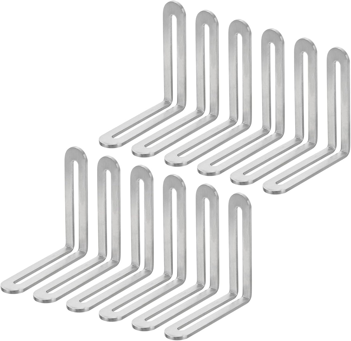 12Pcs Adjustable L-Shape Corner Brace with Slot, 3.15 x 3.15 Inch Stainless Steel Slotted Right Angle Corner Bracket for Wooden Furniture Cabinet, Silver