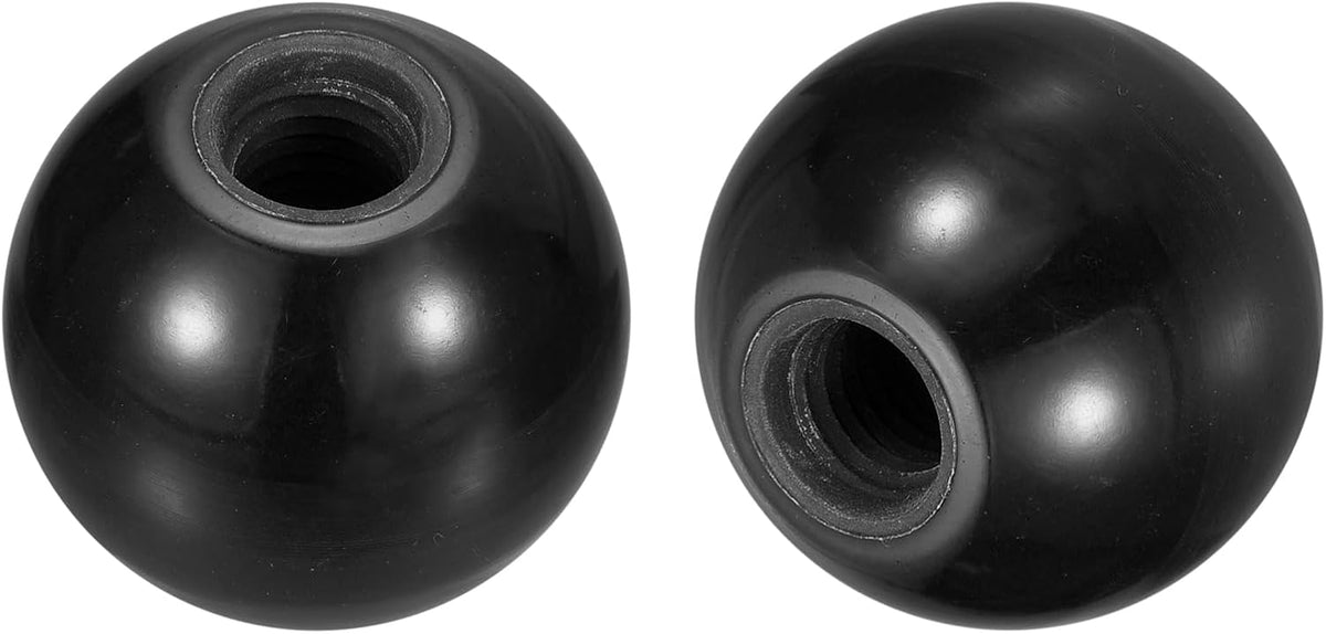 15Pcs Threaded Ball Knobs, M12 Female Thread Phenolic Thermoset Ball Knob 40mm Dia Round Operation Ball Handles for Machine Lever Handle, Black