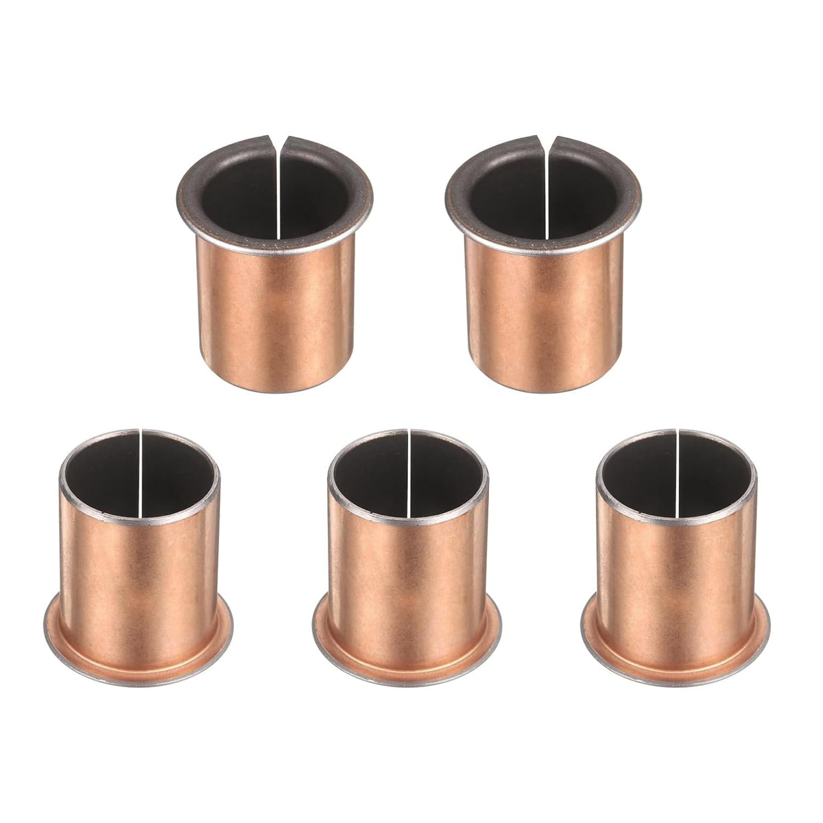 5Pcs Flanged Sleeve Bearings, 25mm Bore x 28mm OD x 35mm Length x 35mm, Sintered Bronze Wrapped Oilless Bushings
