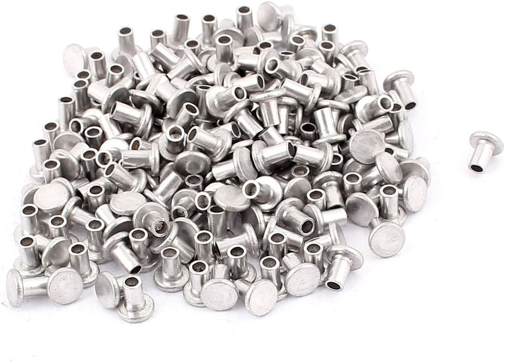 200 Pcs M4 x 6mm Aluminum Flat Head Semi-Tubular Rivets Silver Tone