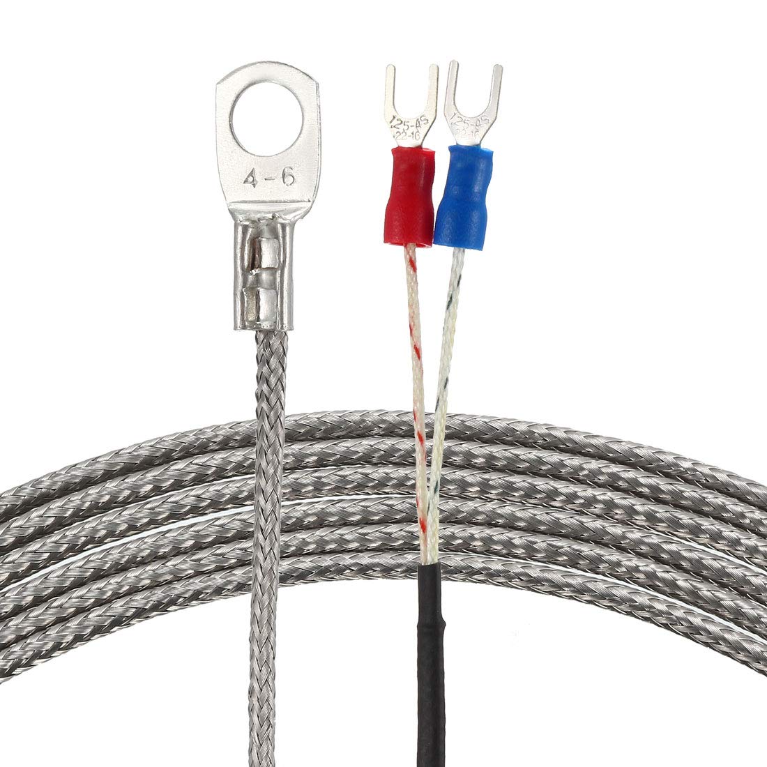 K Type Thermocouple 6mm Dia Temperature Sensor Probe(0 to 400C) Fiberglass 1.6ft