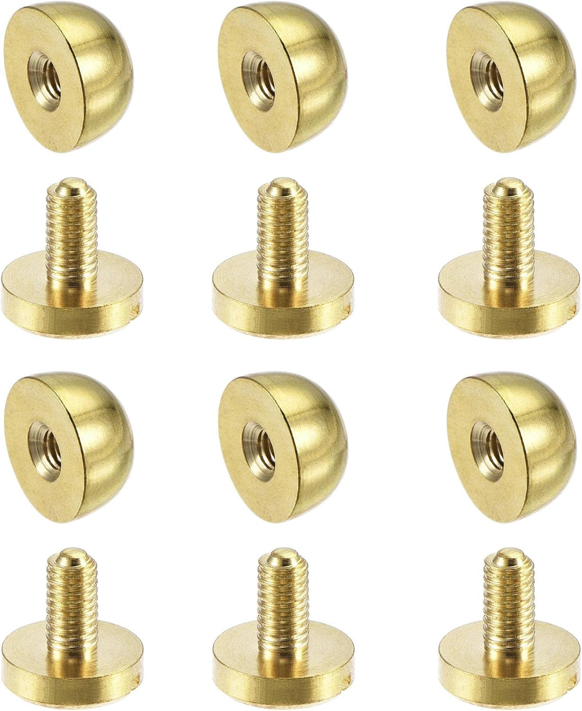 10x6mm Round Studs Rivet Purse Handbag Feet Spike Brass Leather Craft Screw Back Rivets DIY 6 Sets