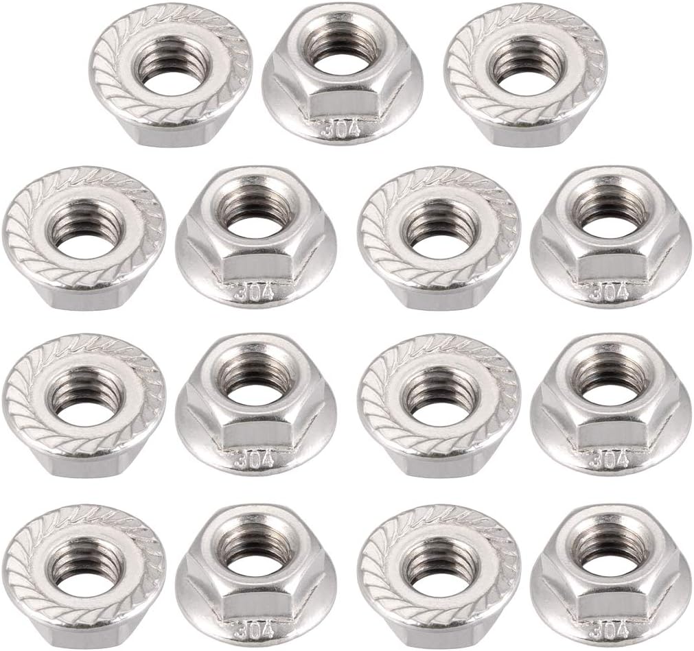 5/16-18 Serrated Flange Hex Lock Nuts, 304 Stainless Steel, 15 Pcs