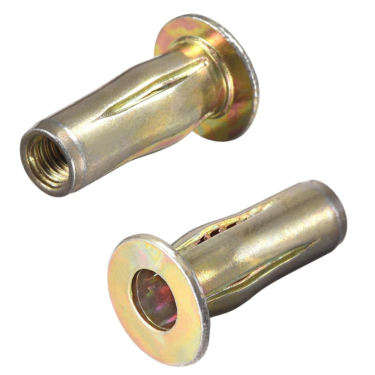 Multi-Grip Rivet-Nut, M5 Pre-Bulbed Shank Carbon Steel Color-Zinc-Plated Flat Head Threaded Insert Nut 25Pcs