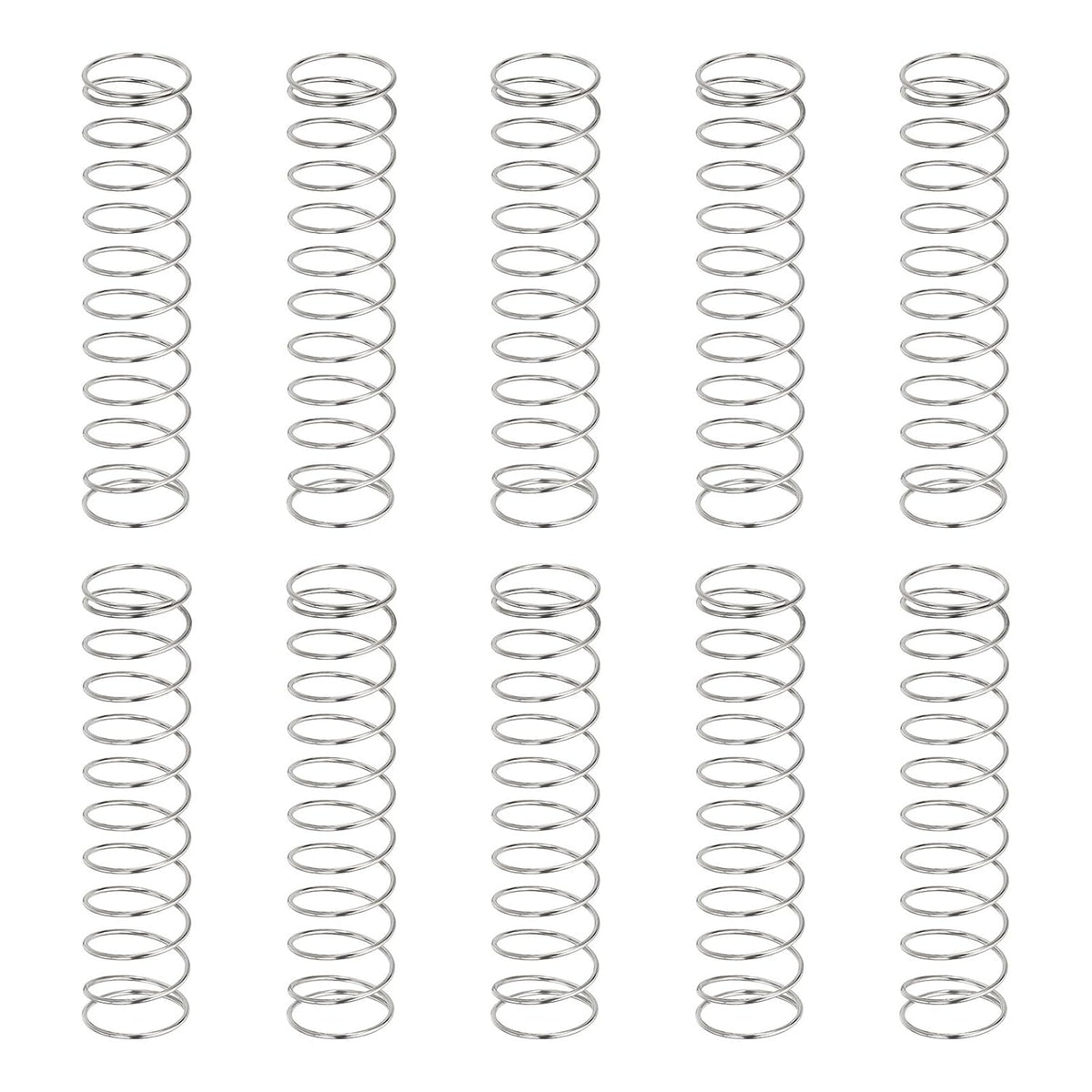 10Pcs Compression Springs, 0.6mm Wire Diameter x 9mm OD x 40mm Length 304 Stainless Steel Extension Spring Ballpoint Pen Pressure Springs for Shop Home Repairs, Silver