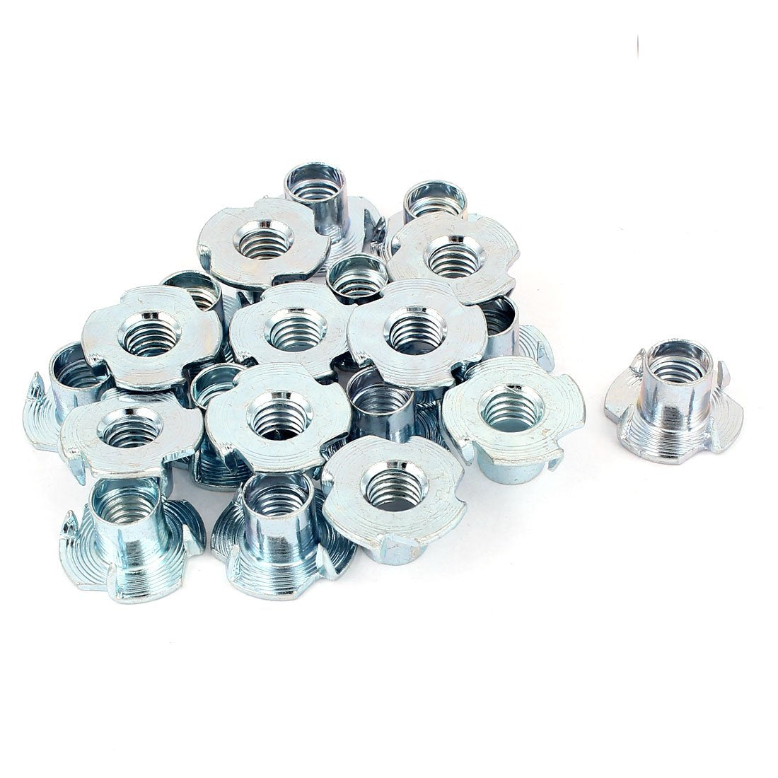 Half Thread Zinc Plated 4 Prongs T-Nut Tee Nut Fixing 3/8"-16 x 1/2" 20 Pcs