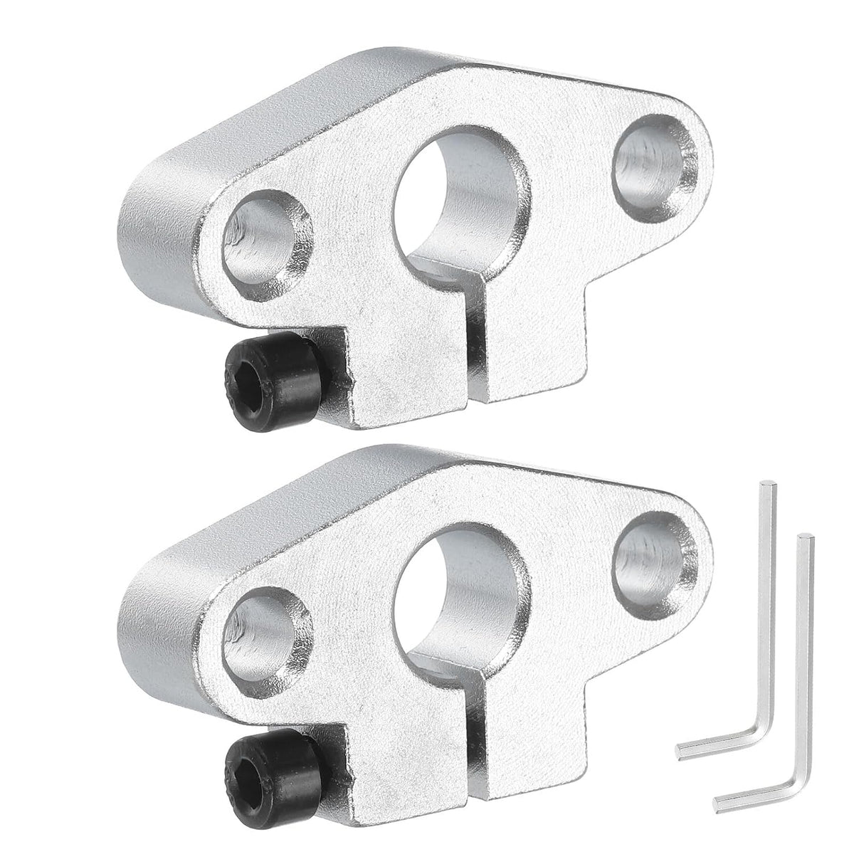 2pcs SHF10 Aluminum Linear Rod Rail Shaft Support for 10mm Diameter Shaft, Linear Motion Rail Guides Mounting Bracket for CNC Machine, 3D Printer, Automation Equipment, Silver Tone