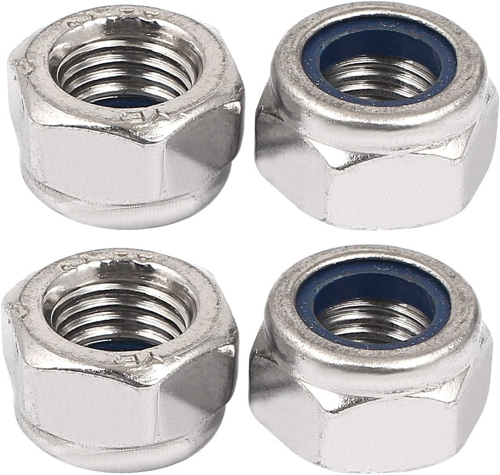 M12 Thread 1.5mm Pitch Self-Locking Nylon Insert Hex Lock Nuts 4pcs